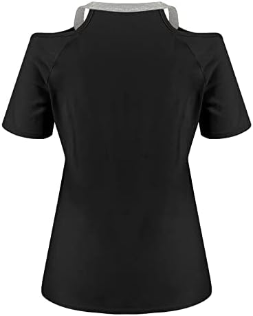 נשים של לשפשף חולצות מקרית דפוס הדפסת סקסי גליטר צוואר קר כתף קצר שרוול רופף יומי חולצות חולצות
