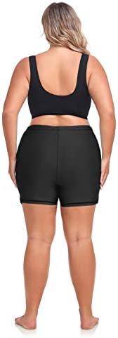 מכנסיים שחייה קצרים של נשות פלוס בגד ים של לוח גודל, תחתית טנקיקי מותניים מהירה גבוהה, UPF 50+ מכנסיים