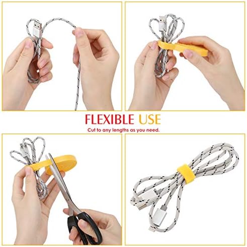 MOKO 5 רצועות כבלים רולס קשרי כבלים לשימוש חוזר, קלטת הידוק ניילון עם רצועות חוט וו ולולאה, רצועות