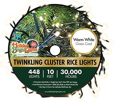 אורות בהירים נופלים LED-3MCR448-GWW LED נצנץ סט אור אורז אור אורז, לבן חם, 448-CT, 10 רגל. - כמות 1