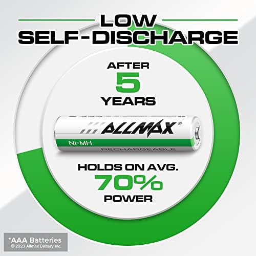AllMax AAA מרבי כוח נטען נטען NIMH משולש סוללות-אולטרה לאורך זמן, טעון מראש, נטען עד 2,000 פעמים