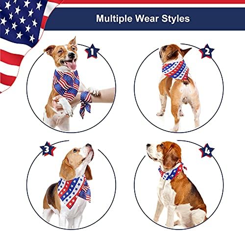 Gagiland 4 ביולי כלב בנדנות עם עניבת פרפר ועניבה, דגל אמריקאי בנדנות ארהב בנדנה פטריוטית לכלבים