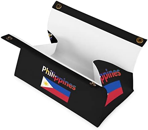 דגל קופסת הפיליפינים כיסוי קופסת רקמות פיליפינים מחזיק ברקמות עור מלבני מארגן נייר מקרים מלבני