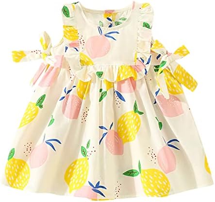 לבוש הרשמי עבור בנות פעוטות ללא שרוולים פירות הדפסי ראפלס נסיכת שמלת ריקוד מסיבת שמלות בגדים