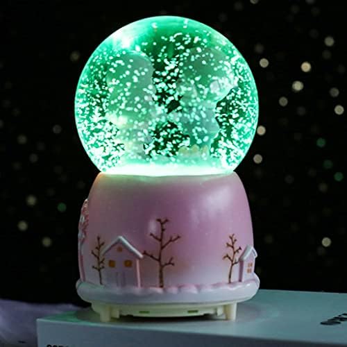 Tfiiexfl אורות צבע יצירתיים צפים פתיתי שלג אור ירח לבן זוג זכוכית כדור זכוכית קופסת מוסיקה קופסת