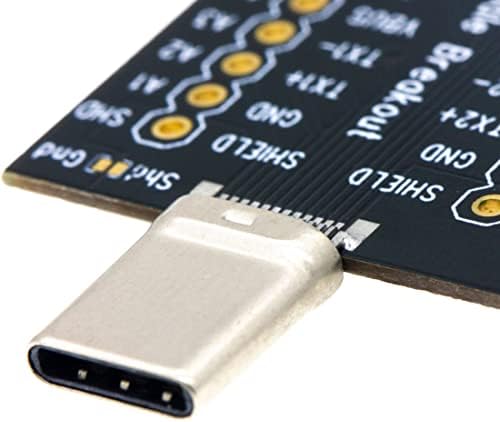 RisingSaplings USB סוג C לוח פריצה זכר 24 סיכות פלט סיכה מלאה 2.54 ממ/0.1 המגרש