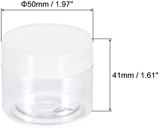 צנצנות פלסטיק שקופות עם מכסה לבן, 10 יחידות 1.35 עוז/40 מ ל למילוי חוזר מיכלי אחסון מזון עגולים