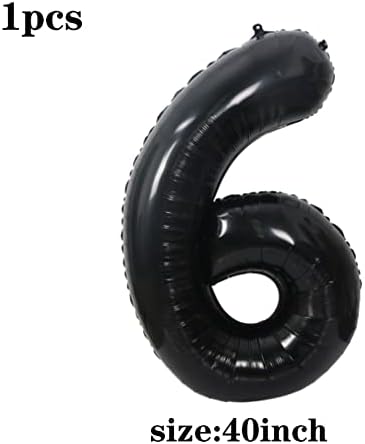שחור בגודל 40 אינץ 'גדול 6 מספר בלונים סילם בלון הליום מיילר לקישוט מסיבת יום הולדת