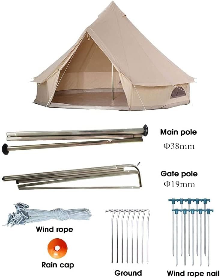 אוהל האוהל האוהל בקוטר אוהל כותנה בד אטומים אטומים למים, אוהלים משפחתיים גדולים 4 עונה בחוץ יורט פעמון
