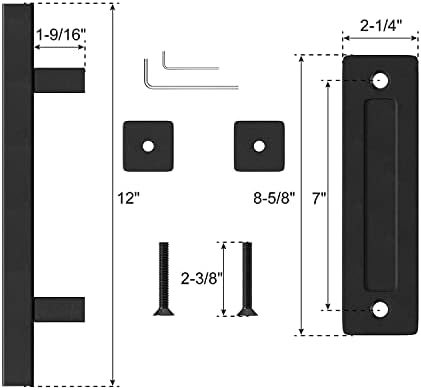 Winsoon 10ft עתיק יחיד הזזה דלתות חומרה חומרה ערכת מסלול שחור עם ידיות דלת 12 אינץ