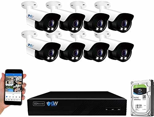 GW Security 8 ערוץ 4K NVR H.265 8MP מצלמות אבטחה לחזון לילה במשרה מלאה עם 8 מצלמות אבטחה של 8 ultrahd
