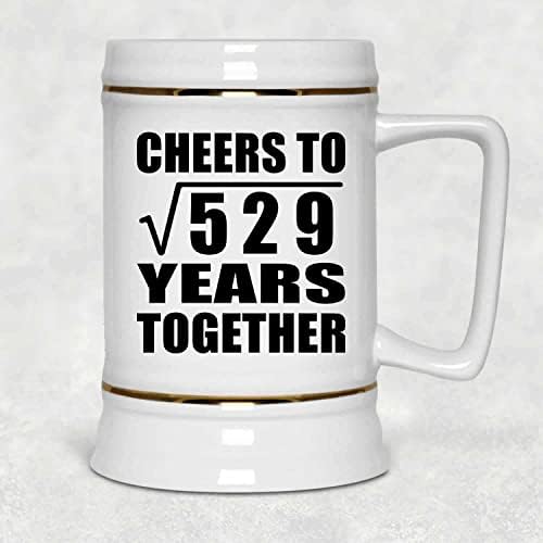 מעצב את יום השנה ה -23 לחיים לשורש מרובע של 529 שנים ביחד, ספל קרמיקה קרמיקה של 22oz בירה ספל