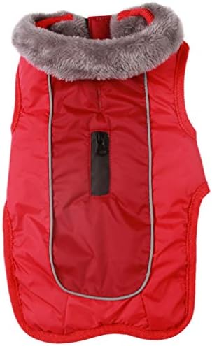 Vecomfy Gleece Collar Coats מעילי לכלבים בינוניים, ז'קט כלבים חמים עמידים למים לחורף קר, אדום m
