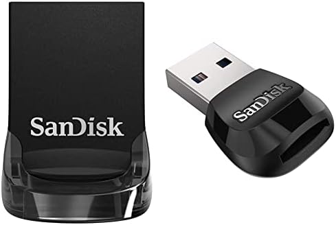 Sandisk 256GB Ultra FIT USB 3.1 כונן הבזק-SDCZ430-256G-G46 & Mobilemate USB 3.0 קורא כרטיסי מיקרוסד- SDDR-B531-GN6NN