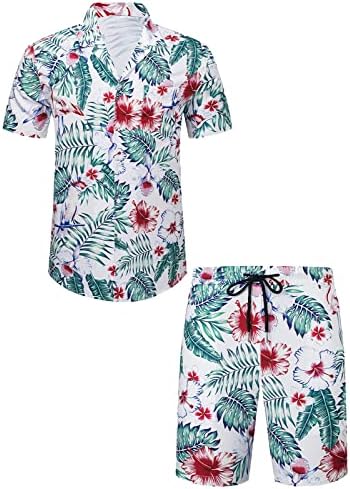 תלבושות אימוניות 2 חלקים לגברים לחולצה בהוואי טרופית ומערכות קצרות מאופנים מאופנים ספורטיביים ספורטיביים