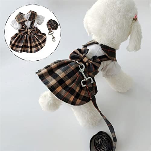 חצאית משובצת בסגנון נסיכה נוחה וולנוטה עם צווארון בובת קשת חמוד בגדי שמלת כלב לכלבים קטנים תלבושות