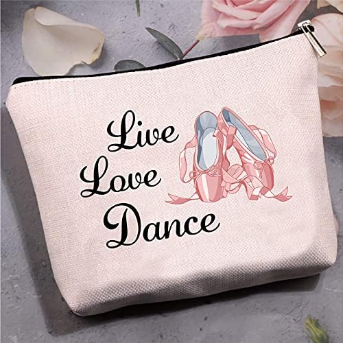 Creatcabin Live Love Recance Rance Bag Canvas מודפס איפור קוסמטי נרתיק רקדן מתנה מתנה רב-פונקציונלית לכיסים לאישה