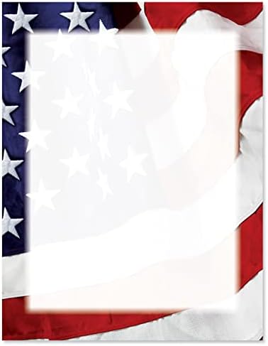 ניירות מכתבים פטריוטיים של דגל גרנד אול-סט של 25, ניירות מכתבים של דגל אמריקאי, 8 1/2 איקס 11,
