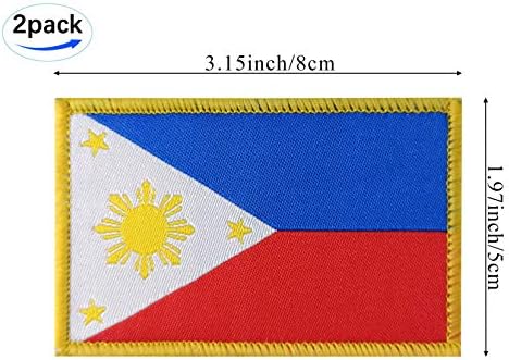 JBCD 2 חבילה פיליפינים דגל דגל פיליפיני דגלים טלאי טקטי טלאי גאווה טלאי דגל לבגדים טלאי כובע