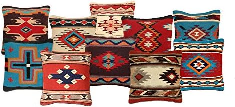 עיצובים של אל פאסו זורקים כיסויי כריות, 18X18, ארוגים ביד בדרום -מערב וסגנונות אינדיאנים. מקרי כריות