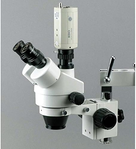 AMSCOPE SM-4TP טרינוקולרי סטריאו זום מיקרוסקופ מקצועי עם בקרת מיקוד סימולטנית, עיניות WH10X, הגדלה של 7X-45X,