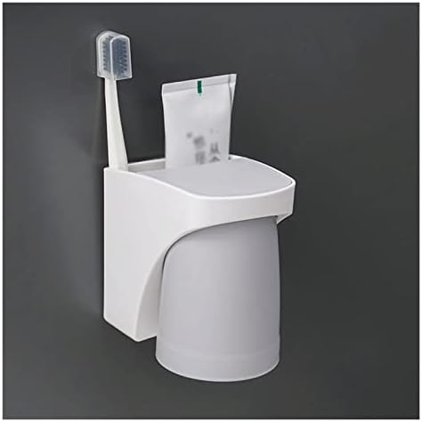 Tfiiexfl קיר הר קיר אמבטיה מברשת שיניים מחזיק כוס חדר אמבטיה אנטי-אבק כוס מברשת שיניים כוס שיניים