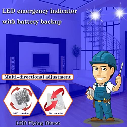 נורית חירום LED עם גיבוי סוללה, שני ראשי LED מתכווננים מתקן תאורת חירום, אור חירום מסחרי, 120-277V AC, UL רשום