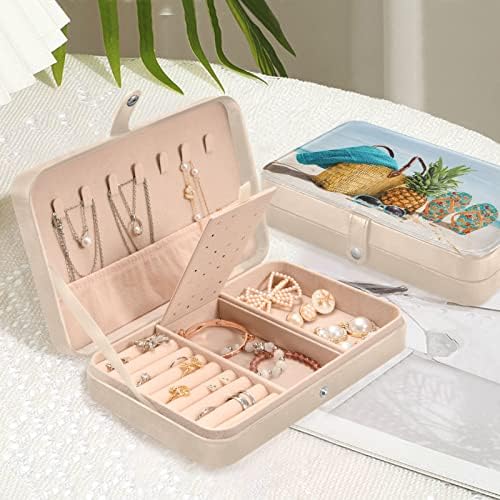 אננסים חוף אינבוגוגו קופסת תכשיטים קטנה מארגן תכשיטי עור PU נוסעים מחזיק אחסון תכשיטים ניידים ליום חתונה
