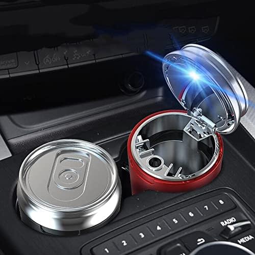 מאפרה מכונית של ikasus עם מכסה, מחזיק כוס גליל גליל ללא עישון ניידים עם אור LED כחול, קישו קישוטי