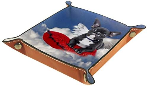 מגשי שולחן במשרד מוום, בולדוג כלב מלאך לחיות מחמד חמוד גור, עור שרות מגש סוראז ' קופסות קטן לתפוס מגש עבור בית