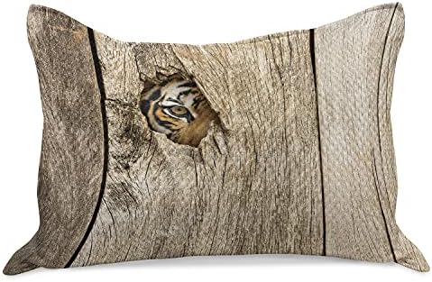 כרית כרית סרוג של אמבסון סוואנה, עין נמר סיבירית מסתכלת דרך חור ציץ מעץ בטורף ריגול הדפס חתול גדול, כיסוי כרית