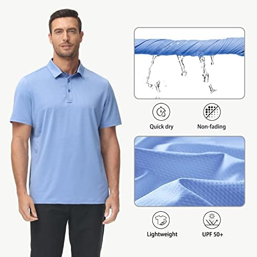 ג ' ים ליגת גברים של גולף חולצות פולו מהיר יבש קל משקל ביצועים קצר & ארוך שרוול אתלטי טניס צווארון חולצות