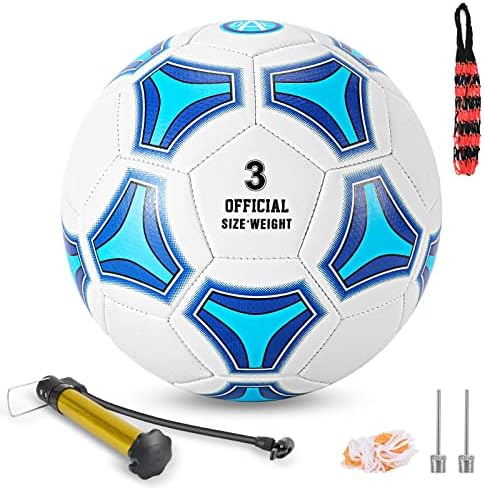גודל כדור כדורגל של Steefan בגודל 3/4/5 לילדים משחק חיצוני, מחליף צבעי כדורגל עם רשת נשיאה, כדור גודל רשמי, מחטים