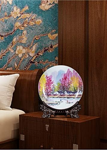 צלחת קרמיקה של צ'דיוף סלון צלחת קרמיקה בסגנון סיני צבע פנינה צלחת קישוט חרסינה צבועה ביד