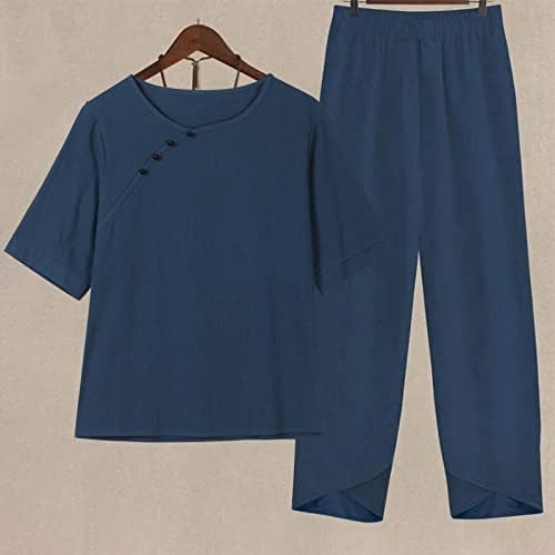 מערכות מכנסיים לנשים בסתיו פשתן קיץ גרפי מזדמן שני חלקים מכנסיים ישר מכנסיים בנות נערות בגדים Y2K IB