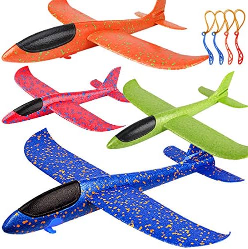 Bootaa 6 חבילות צעצועי מטוס, שדרוג 17.5 מטוס קצף זריקת זריקה גדול, מטוס דאון, צעצוע מעופף לילדים, מתנות ל -3