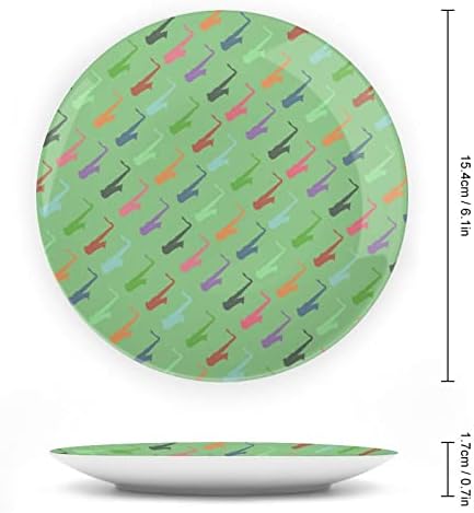 סקספונים צבעוניים מודפסים עצם מודפסים סין צלחות דקורטיביות צלחות עגולות מלאכה עם עמדת תצוגה לארוחת קיר משרד ביתי