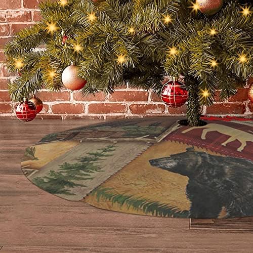Mijukifa כפרי Lodge- דוב אייל חצאית עץ חג המולד, מחצלת עץ חג המולד דואג חיצוני מקורה 30 אינץ ', שחור