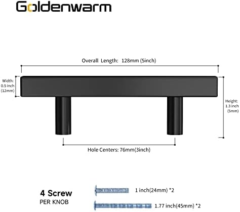 Goldenwarm 30 חבילה ארון שחור מושך ארון שחור מט מושך מושכות מטבח שחור ידיות יד מטבח יד 3 אינץ