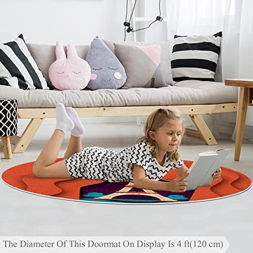 Llnsupply ילדים שטיח 5 רגל שטיחים גדולים עגולים עבור בנות בנים תינוק - מגדל פריז איפל גוף יצירתי בצורת,