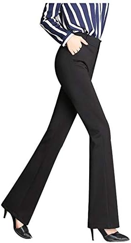 אתקיה נשים אלסטי מותניים שמלת מכנסיים כיסים גבוהה מכנסיים מותניים ארוך נשים מכנסיים מכנסיים מוצק ישר-רגל