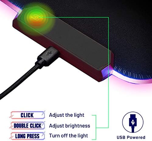 כרית עכבר משחק RGB, קרובה טרנסים LED רכה נוספת מורחבת כרית עכבר גדולה, מחצלת עכבר מקלדת מחשב עם 10 מצבי תאורה מחצלת
