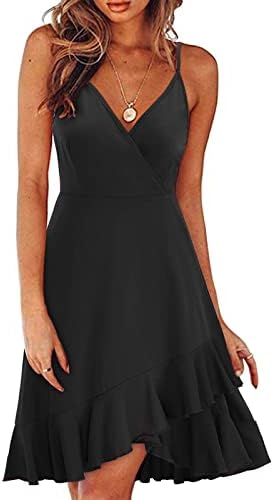 שמלת טוניקה של קיץ משרד לנשים טנקים אנקנטו פלוס גודל V צוואר מגניב בכושר שמלה פרועה בצבע אחיד עבור
