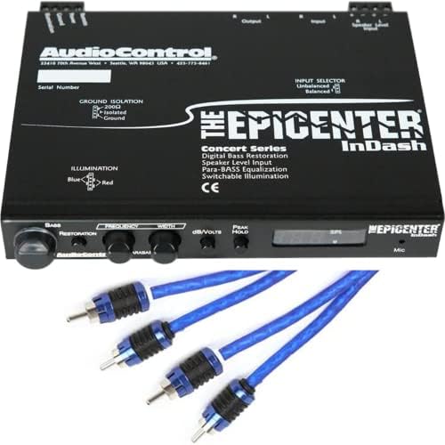 AudioControl Epicenter-indash Bass Maximizer ו- Rectoratory עם 17 רגל 2- ערוצים 6000 סדרה Audiophile RCA