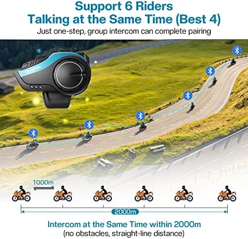 אוזניות קסדת Bluetooth של אופנוע 10 רוכבים קבוצת אופנועים אינטרמקום עם שיתוף מוסיקה FM שיחה ללא