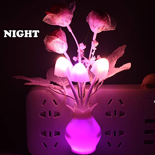 וורמסטור 4 מארז תקע מנורת לילה לד, מנורת חיסכון באנרגיה 0.5 וואט צבעוני ציפורן רימון פרח פטריות