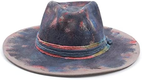 רודיגר רחב ברים פדורה כובעי גברים נשים צמר הרגיש פנמה חוואי כובע עם ברקים לוגו במצוקה/נשרף