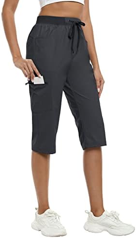 מכנסי קפרי של מופיז לנשים קפריס קרח קל משקל לנשים טיול קיץ מזדמן מכנסיים קצרים רופפים עם כיסי רוכסן