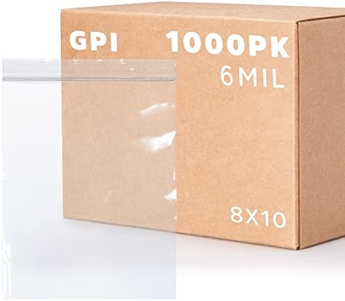GPI-6 מיל, כבד נוסף, 10 x 12 שקיות רוכסן ברורות פלסטיק ברורות, 1 ליטר, עמידות בפני ניקוב, שקיות