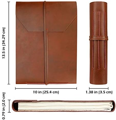ספר גרוטאות אלבום עור גדול של עור מקורי- 13.5x10 אינץ 'פרימיום מעוצב בעבודת יד כפרי מלוכד, מחזיק 384-4 x6 אלבום